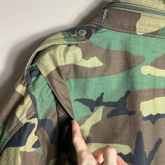 US Army M65 Coat 1986 Cold Weather Woodland BDU Military Surplus Vtg Mens M-Reg - Picture 5 of 10